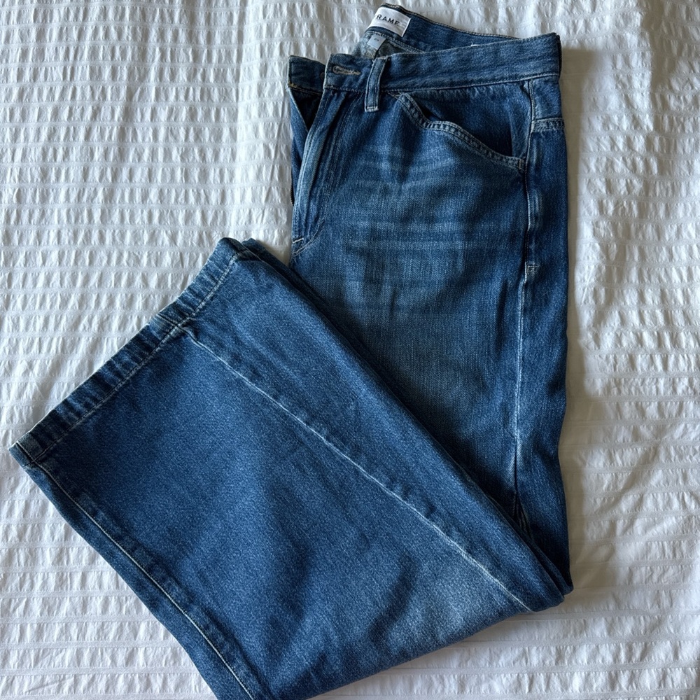 Frame Le Baggy Palazzo Jeans in Classic Blue